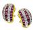 Square Cut Ruby Round Cut Diamond 18k Yellow Gold Earrings
