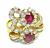 Round Baguette and Marquise Cut Diamond Cushion Cut Ruby 18k Yellow Gold Jewelry Set