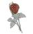Round Cut Ruby Round and Baguette Cut Diamond Platinum Strawberry Pin