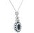 Oval and Trilliant Cut Sapphire Round Cut Diamond 18k White Gold Pendant Necklace