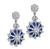 Trilliant and Half Moon Cut Sapphire Round Cut Diamond 18k White Gold Earrings