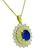 Oval Cut Sapphire Round Cut Diamond 18k Yellow Gold Pendant Necklace
