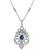 Pear Shape Sapphire Round Cut Diamond 18k White Gold Pendant Necklace