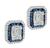 Round and Baguette Cut Diamond Baguette Cut Sapphire 14k White Gold Stud Earrings