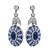 Sugarloaf and Fan Shape French Cut Sapphire Round Cut Diamond 18k White Gold Earrings