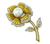 Round and Baguette Cut Diamond South Sea Pearl 18k Yellow and White Gold Flower Pin