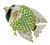 Round Cut Green Garnet and Diamond Onyx 18k Yellow Gold Fish Brooch