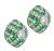 Vintage Round Cut Diamond Square and Trilliant Cut Emerald Platinum and Gold Earrings