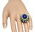 1970s Round Cut Diamond Cabochon Lapis and Turquoise 14k Yellow Gold Ring